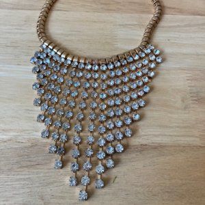 Gold Necklace with Cascading rhinestones